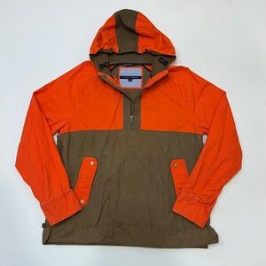 Tommy Hilfiger NyCo Middlebury Anorak Jacket W/Hoos Size Large Orange/Tan